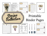 Old Fashioned Blue Recipe Binder Pages (Instant Download)